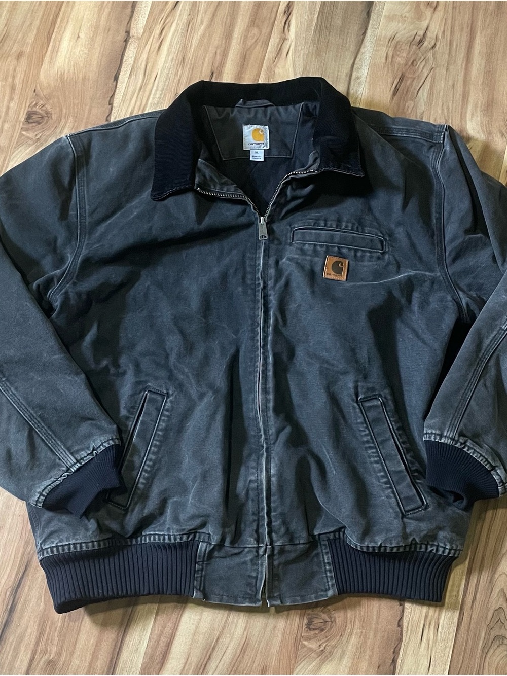 Carhartt 101228 Quilted Flannel Lined Duck Canvas Bomber Jacket Size XL Black